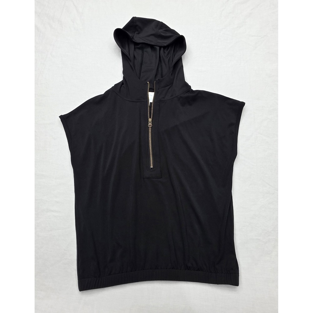 Salty Wave Lightweight Black Sleeveless Hoodie 1/2 Zip‎ Size XS